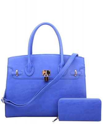 Fashion Padlock 2in1 Satchel WU1096W ROYAL BLUE